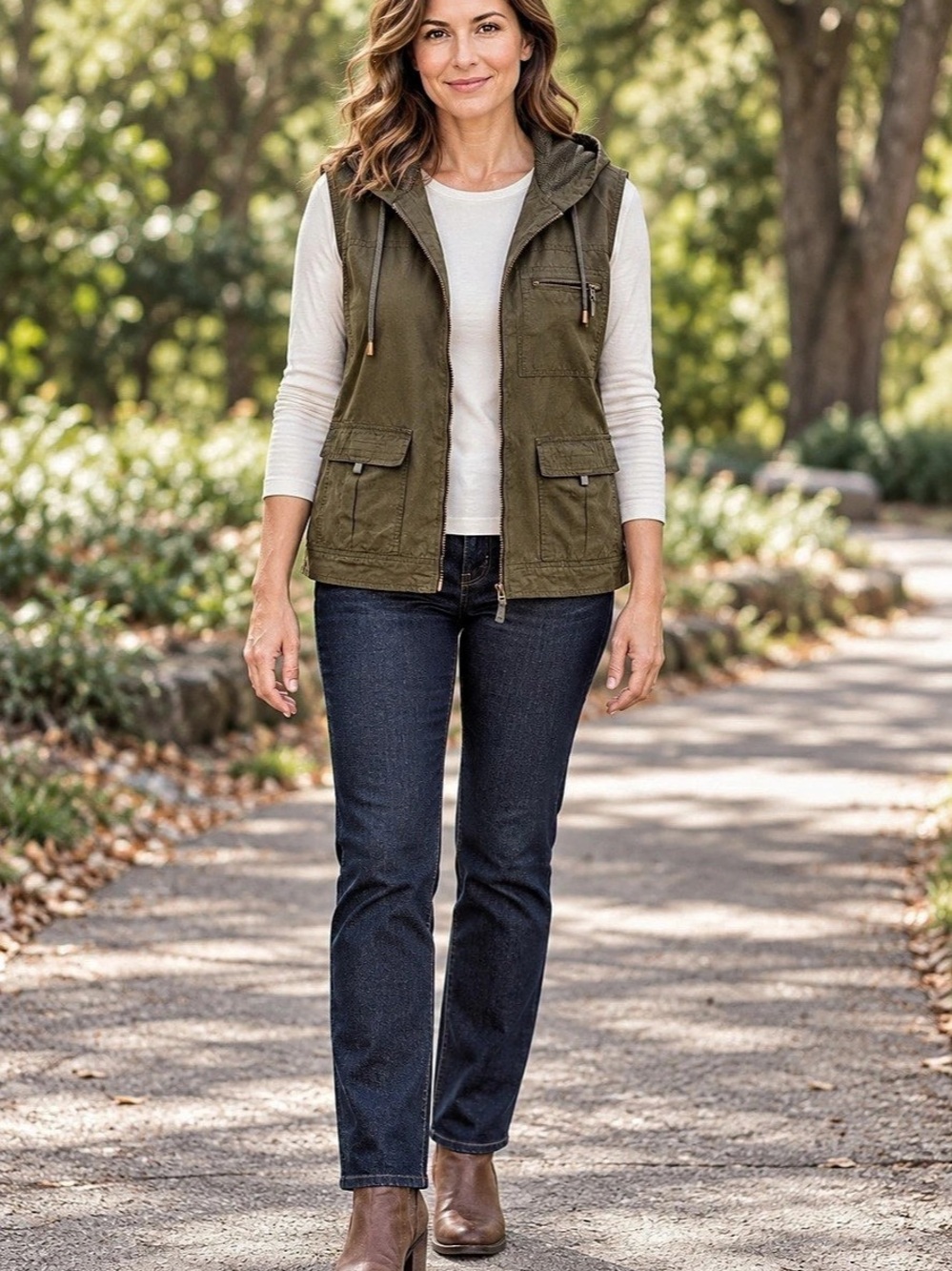 Catalina Tacoma Olive Hooded Utility Vest — Medium 8/10